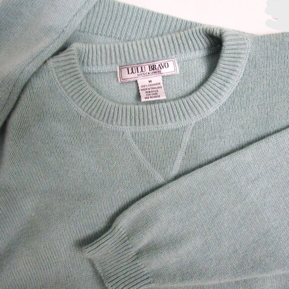 Blue CASHMERE Sweateshirt Pullover Knit Sweater Cuddly Luxury - Picture 4 of 12